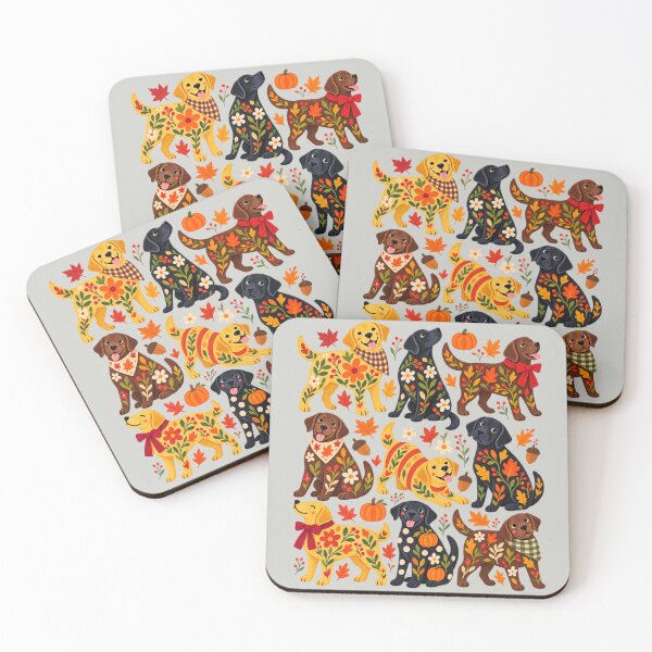 Item preview, Labrador Thanksgiving Floral Folk Art Autumn Dog Collage designed and sold by AmiGraph.