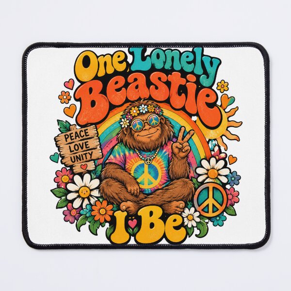 Item preview, Copy of One Lonely Beastie I Be Retro Hippie Groovy Quote Peace & Flowers Design designed and sold by CreativeNest Prints.