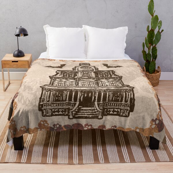 Item preview, Haunted Victorian Mansion Bats Gothic House Woodcut Orange designed and sold by Ghoul Enterprises.