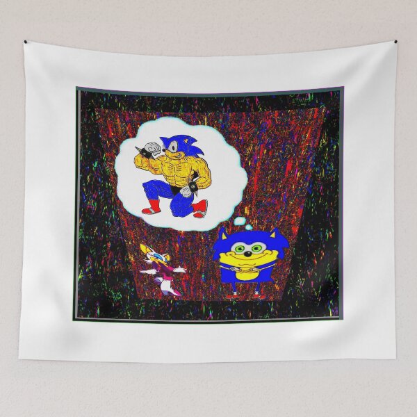 Item preview, sonic sponge bob strong man holo foil designed and sold by retro_hobbie_shop.