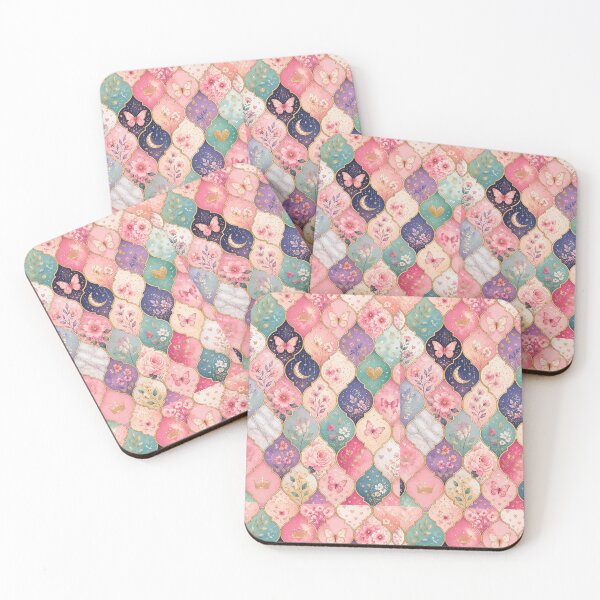 Item preview, Premium Pink Floral Butterfly Tessellation – Cute Girly Botanical Pattern designed and sold by vinothmech53.