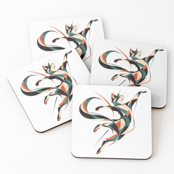 Item preview, Geometric Feline Leaping Abstract Shapes Art Lover designed and sold by nortowelcomics.