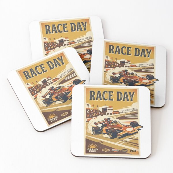 Item preview, Vintage Race Day Grand Prix Poster Sticker designed and sold by BlushPastelMuse.
