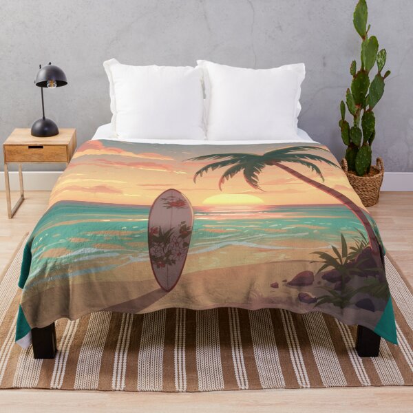 Item preview, Aesthetic Beach Sunset Surfboard and Palms designed and sold by MargaretPolanco.