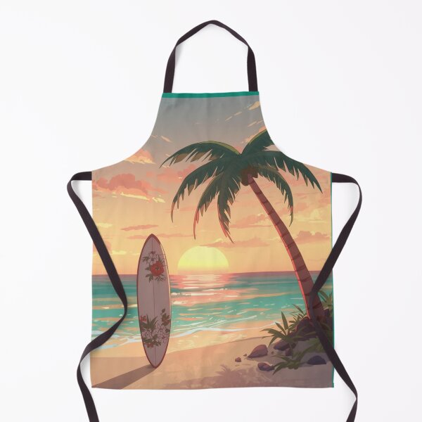 Item preview, Aesthetic Beach Sunset Surfboard and Palms designed and sold by MargaretPolanco.