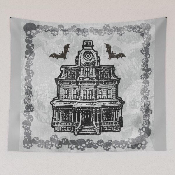 Item preview, Haunted Victorian Mansion Bats Gothic House Woodcut designed and sold by Ghoul Enterprises.