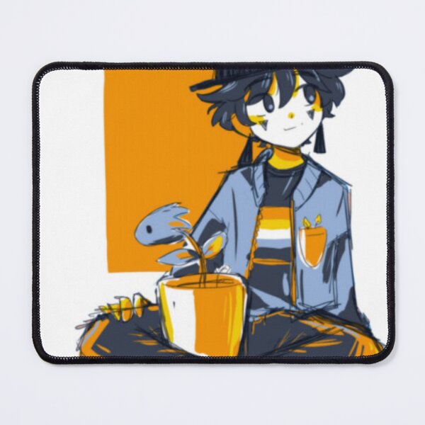 Item preview, Chill Anime Boy with Potted Plant Orange designed and sold by EnidHolmes.
