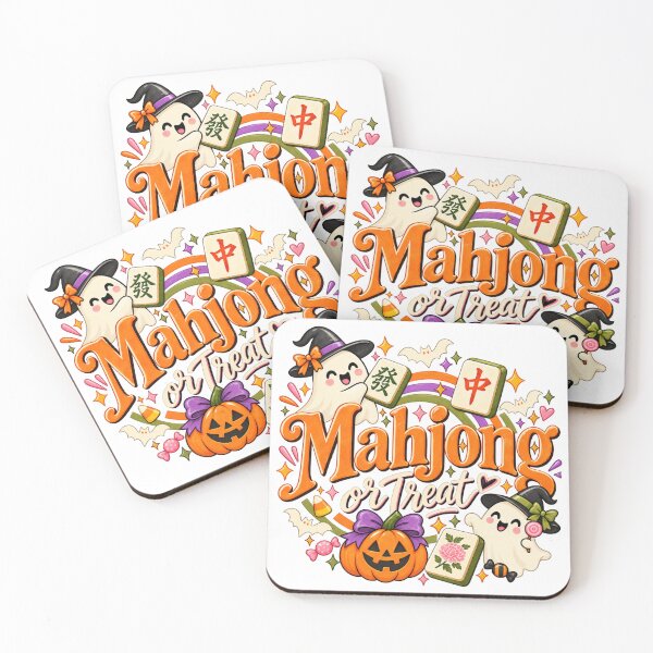 Item preview, Mahjong or Treat – Cute Halloween Mahjong Ghosts designed and sold by KateVil.