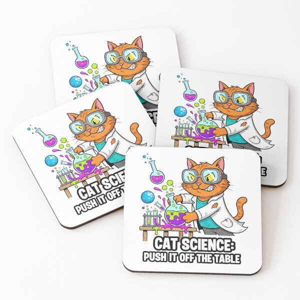 Item preview, Cat Science Push It Off The Table Funny Mad Scientist Cat Sticker designed and sold by cannsuh.