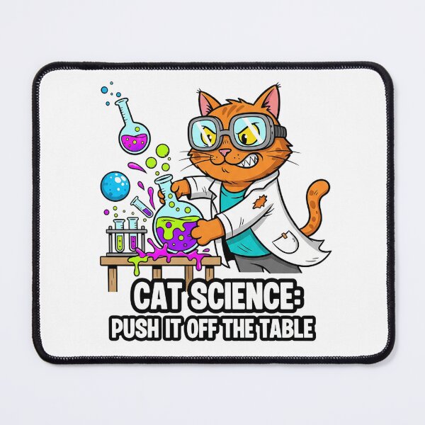 Item preview, Cat Science Push It Off The Table Funny Mad Scientist Cat Sticker designed and sold by cannsuh.