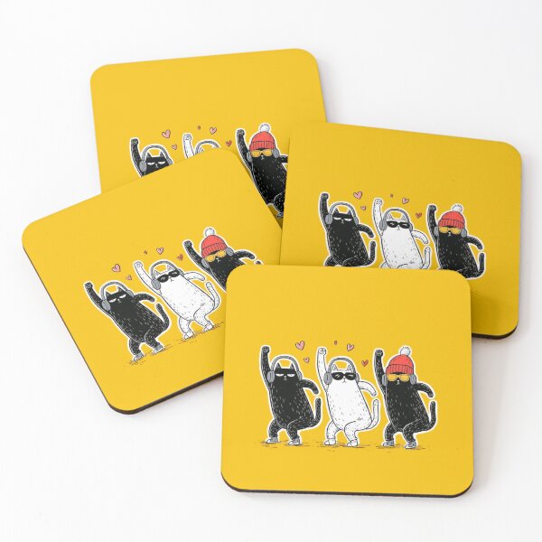 Item preview, Funny Cat Dance Squad – Cool Black & White Cats with Headphones designed and sold by anemiche.