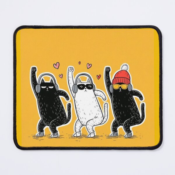 Item preview, Funny Cat Dance Squad – Cool Black & White Cats with Headphones designed and sold by anemiche.