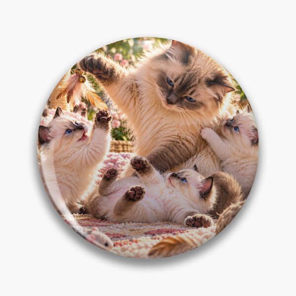 Item preview, Fluffy cat family with playful kittens designed and sold by AnjaSarahArt.