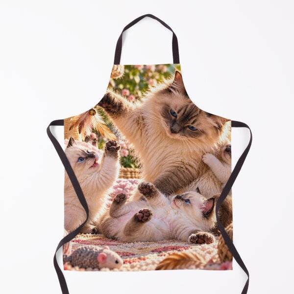 Item preview, Fluffy cat family with playful kittens designed and sold by AnjaSarahArt.