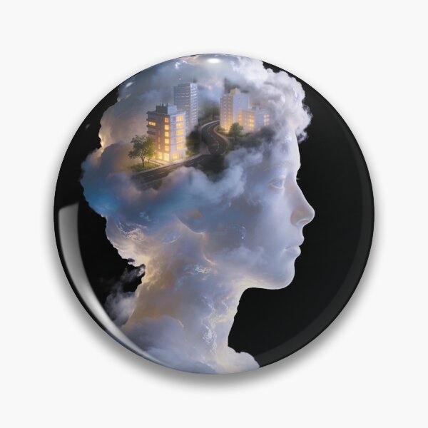 Item preview, City in My Mind - Surreal Cloud Woman Silhouette Art designed and sold by OksArtStudio.