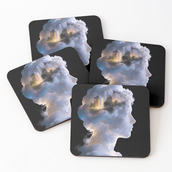 Item preview, City in My Mind - Surreal Cloud Woman Silhouette Art designed and sold by OksArtStudio.