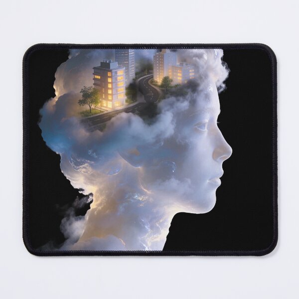 Item preview, City in My Mind - Surreal Cloud Woman Silhouette Art designed and sold by OksArtStudio.