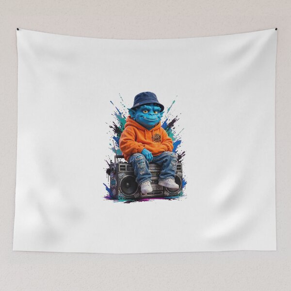 Item preview, Blue Hip Hop Monster with Boombox Street Style designed and sold by  One City Two Children Studio.