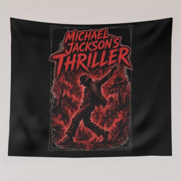 Item preview, Michael Jackson Thriller Dance Pose Red Silhouette King of Pop 80s Horror Music designed and sold by QliumoPery.