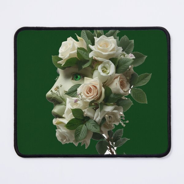 Item preview, Surreal Botanical Half Face with Emerald Eye Art designed and sold by MargaretPolanco.