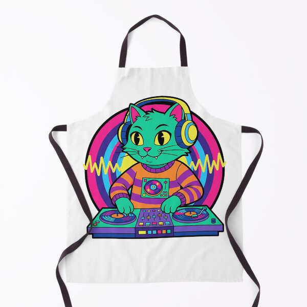 Item preview, DJ Cat Retro Psychedelic Turntable Green Cat Music Sticker designed and sold by cannsuh.
