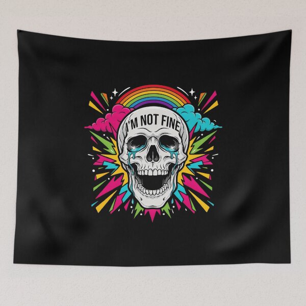 Item preview, Crying Skull Rainbow Burst Im Not Fine Aesthetic designed and sold by Enea Kelo.