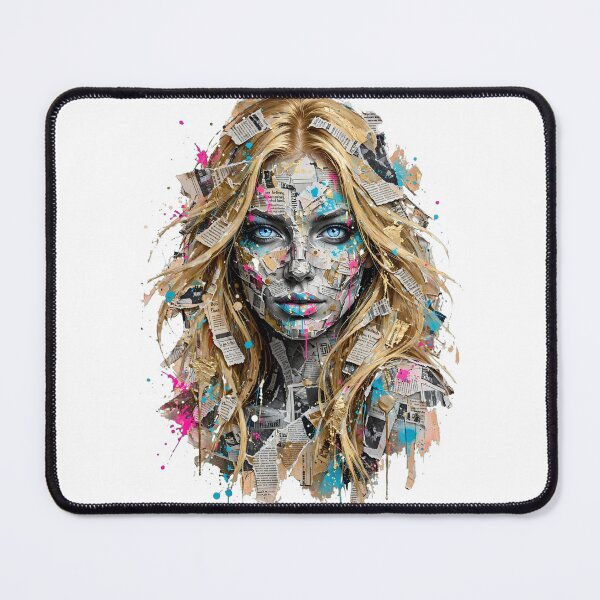 Item preview, Collage Portrait of Blonde Woman Grunge Newspaper Torn Paper Aesthetic Modern Art designed and sold by One City Two Children Studio.