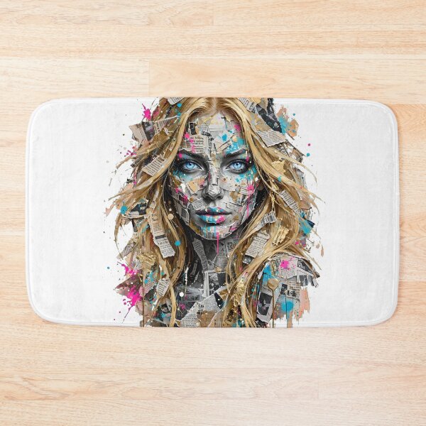 Item preview, Collage Portrait of Blonde Woman Grunge Newspaper Torn Paper Aesthetic Modern Art designed and sold by  One City Two Children Studio.