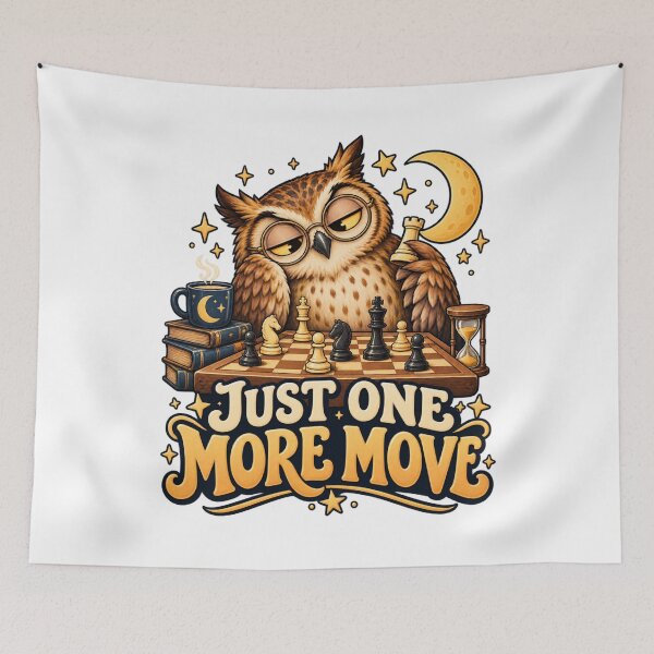 Item preview, Just One More Move - Sleepy Owl Chess Design designed and sold by Good Mood Foundry.