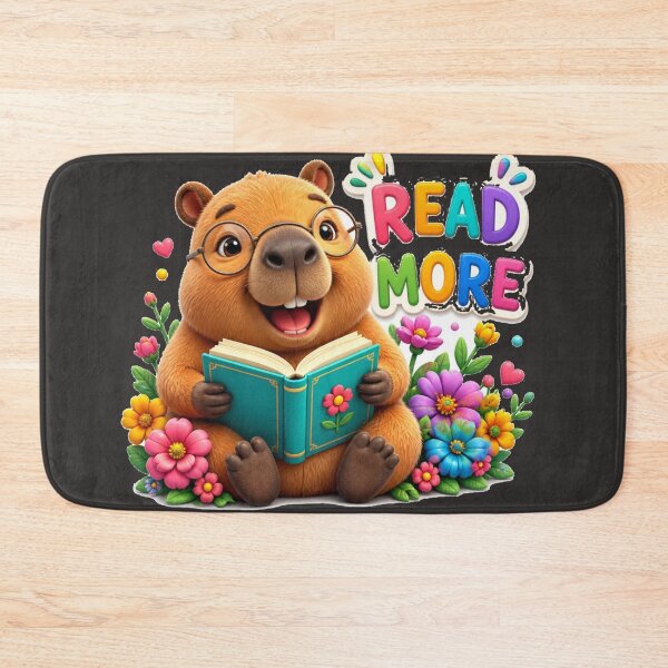 Item preview, Sweet Happy Capybara Reads More Bookworm Art designed and sold by MargaretPolanco.
