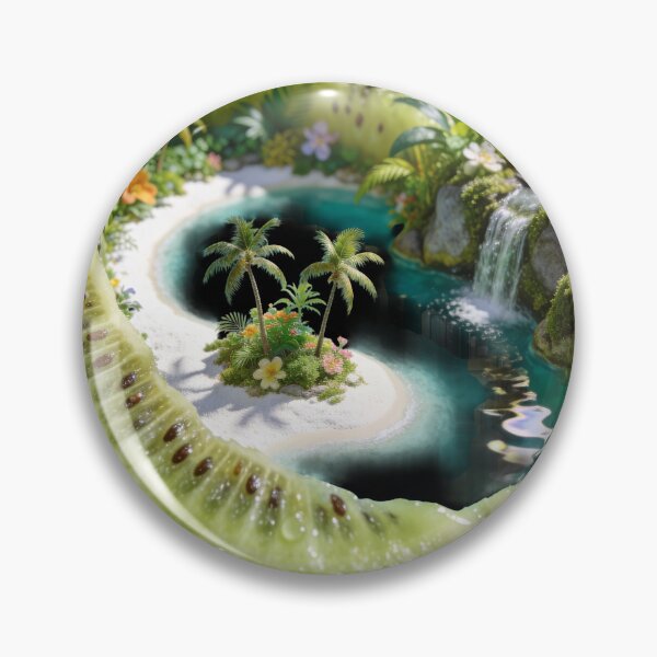 Item preview, Kiwi Island Paradise - Surreal Tropical Waterfall Fruit Art designed and sold by OksArtStudio.