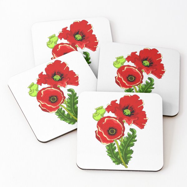 Item preview, Blooming Red Poppy Flower and Sprout Botanical Illustration designed and sold by OrPolly.