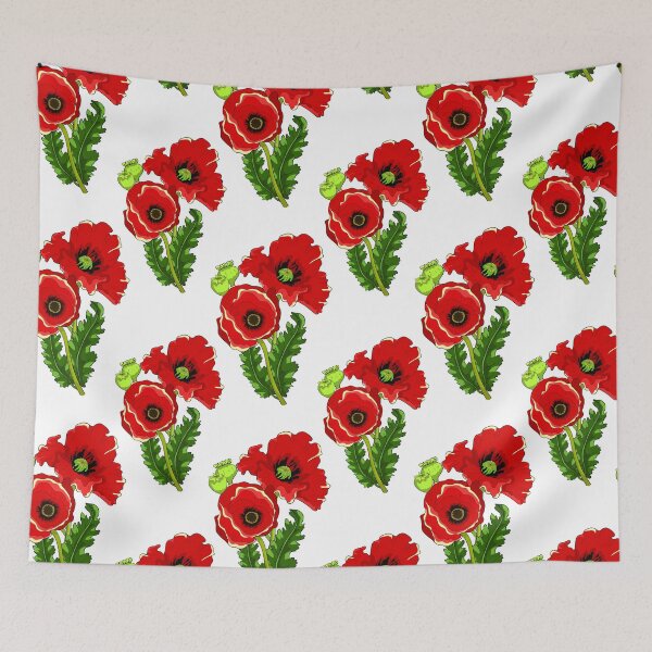 Item preview, Blooming Red Poppy Flower and Sprout Botanical Illustration designed and sold by OrPolly.