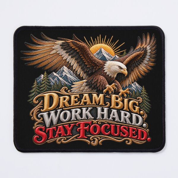 Item preview, Motivational Eagle Quote – Dream Big Work Hard Stay Focused Embroidered Art designed and sold by Emoji Emblems.