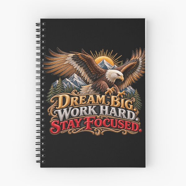 Item preview, Motivational Eagle Quote – Dream Big Work Hard Stay Focused Embroidered Art designed and sold by Emoji Emblems.