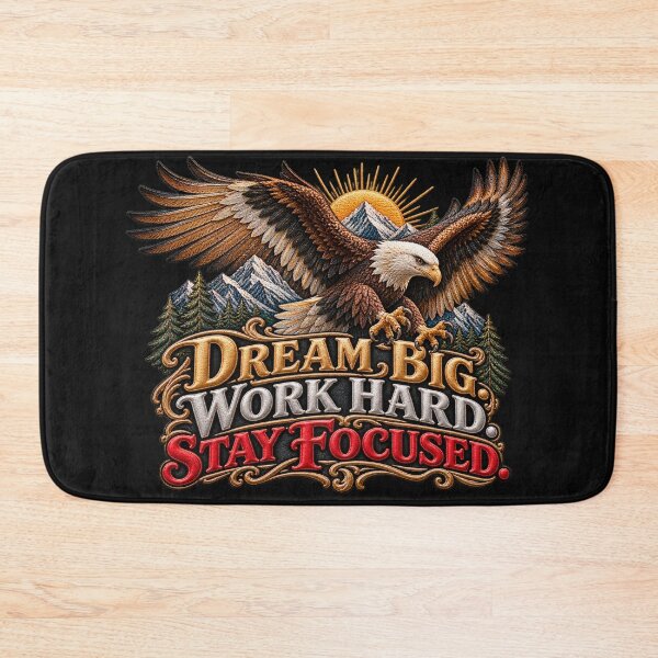Item preview, Motivational Eagle Quote – Dream Big Work Hard Stay Focused Embroidered Art designed and sold by Emoji Emblems.