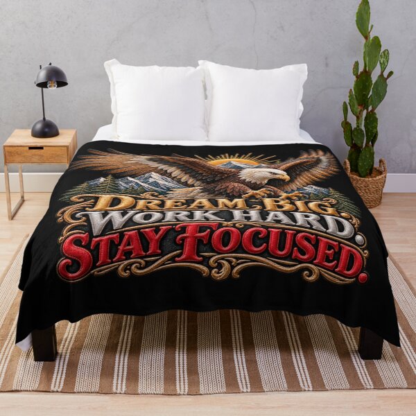 Item preview, Motivational Eagle Quote – Dream Big Work Hard Stay Focused Embroidered Art designed and sold by Emoji Emblems.