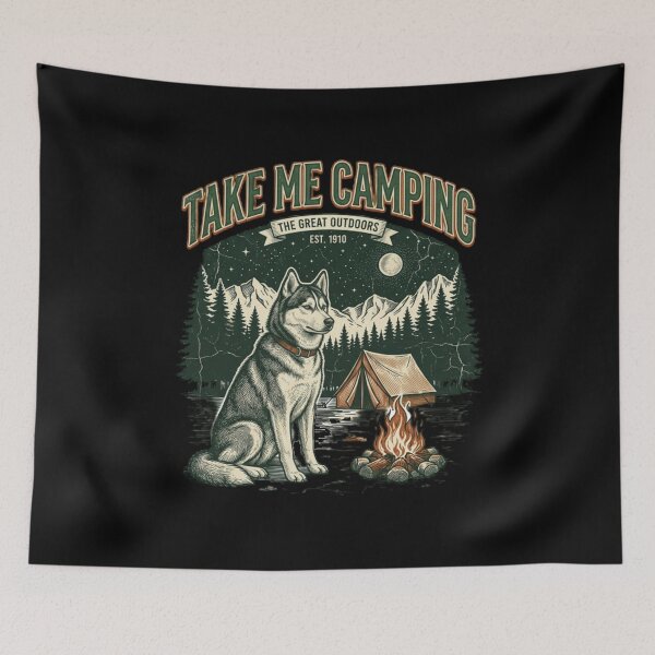 Artikelvorschau, Nimm mich mit zum Camping! Lustiger Campinghund entworfen und verkauft von FurRealStudioCo.