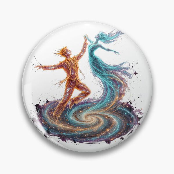 Item preview, Cosmic Ballroom Dance Glowing Wireframe Couple Dancing Sci-Fi Art designed and sold by  One City Two Children Studio.