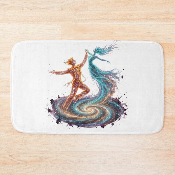 Item preview, Cosmic Ballroom Dance Glowing Wireframe Couple Dancing Sci-Fi Art designed and sold by  One City Two Children Studio.