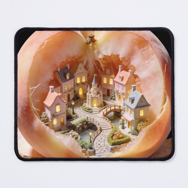 Item preview, Peach Village - Surreal Miniature Town inside Fruit Art designed and sold by OksArtStudio.