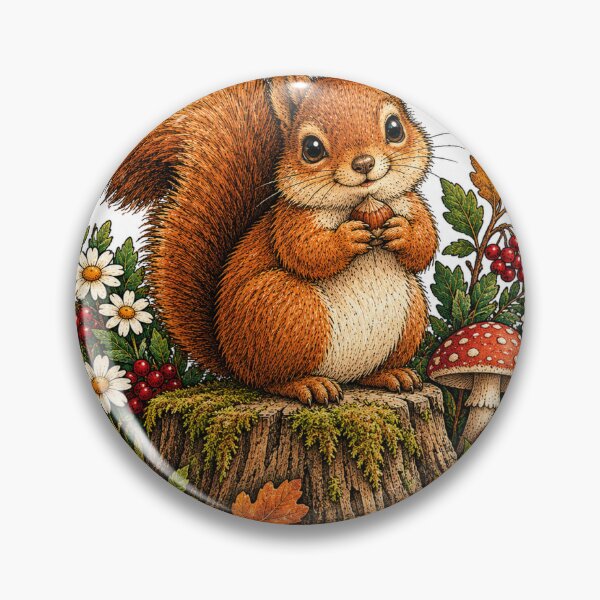 Item preview, Cute Squirrel with Hazelnut Vintage Autumn Woodland Illustration designed and sold by lovepower.