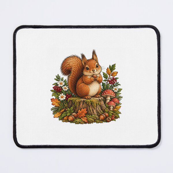 Item preview, Cute Squirrel with Hazelnut Vintage Autumn Woodland Illustration designed and sold by lovepower.