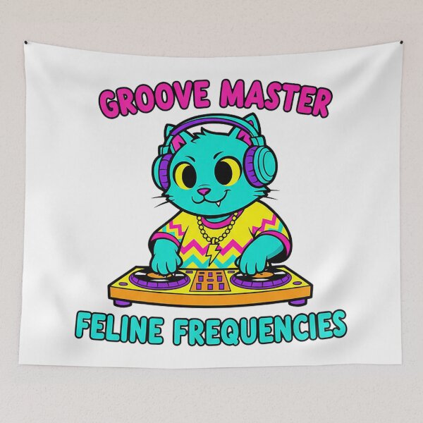 Item preview, Groove Master Feline Frequencies Funny DJ Cat Sticker designed and sold by cannsuh.