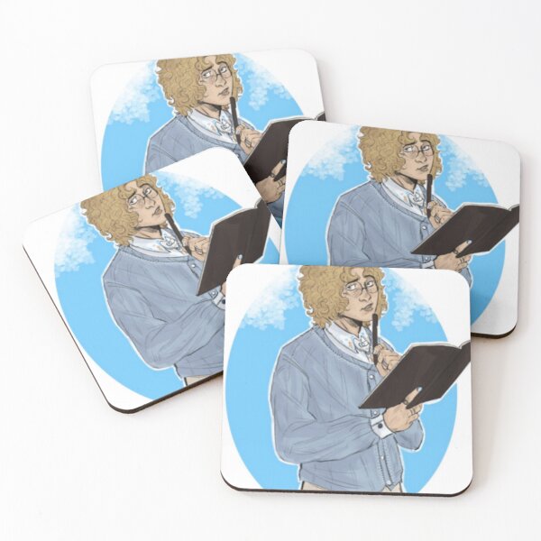 Item preview, Thoughtful Writer with Notebook Curly Hair Light Blue designed and sold by EnidHolmes.
