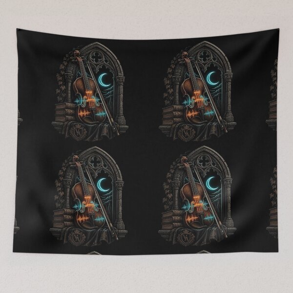 Item preview, Gothic Steampunk Neon Violin Dark Academia Window designed and sold by LazyDayzCo.