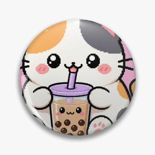 Item preview, Cute Calico Cat Drinking Boba Bubble Tea designed and sold by PixelMellow.