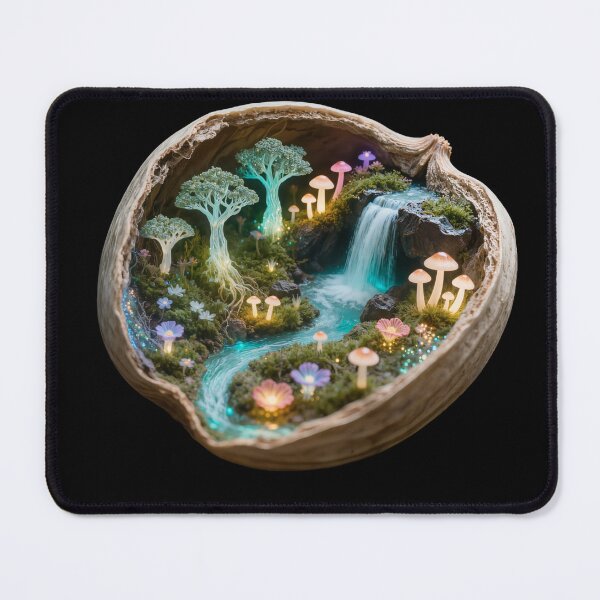 Item preview, Walnut Forest - Surreal Glowing Miniature Waterfall Art designed and sold by OksArtStudio.