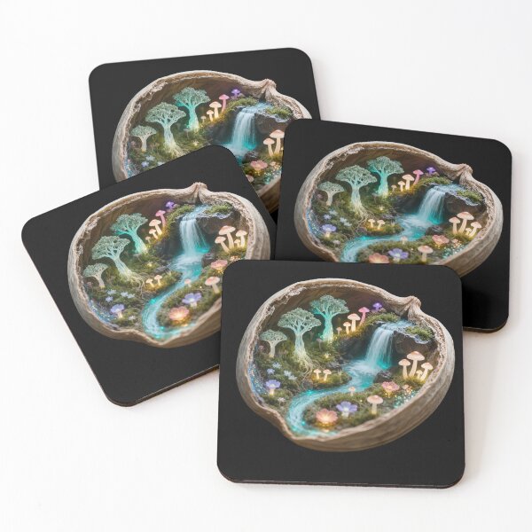 Item preview, Walnut Forest - Surreal Glowing Miniature Waterfall Art designed and sold by OksArtStudio.
