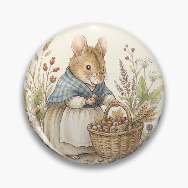 Item preview, Vintage Watercolor Mouse Preparing for Winter - Classic Storybook Art designed and sold by Pasteltone.